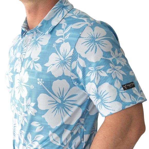 Yatt Blue Hibiscus Men's Casual Shirt - Picture 1 of 5